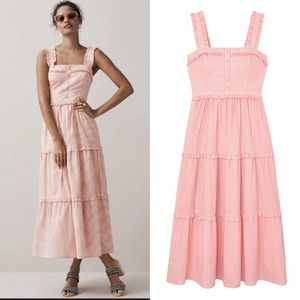 Gal Meets Glam Courtney Rio Stripe Lawn Tiered Maxi Dress